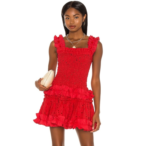 Zimmermann Dresses & Skirts - NWT Waimari red Alfresco eyelet cotton mini dress in ruby red